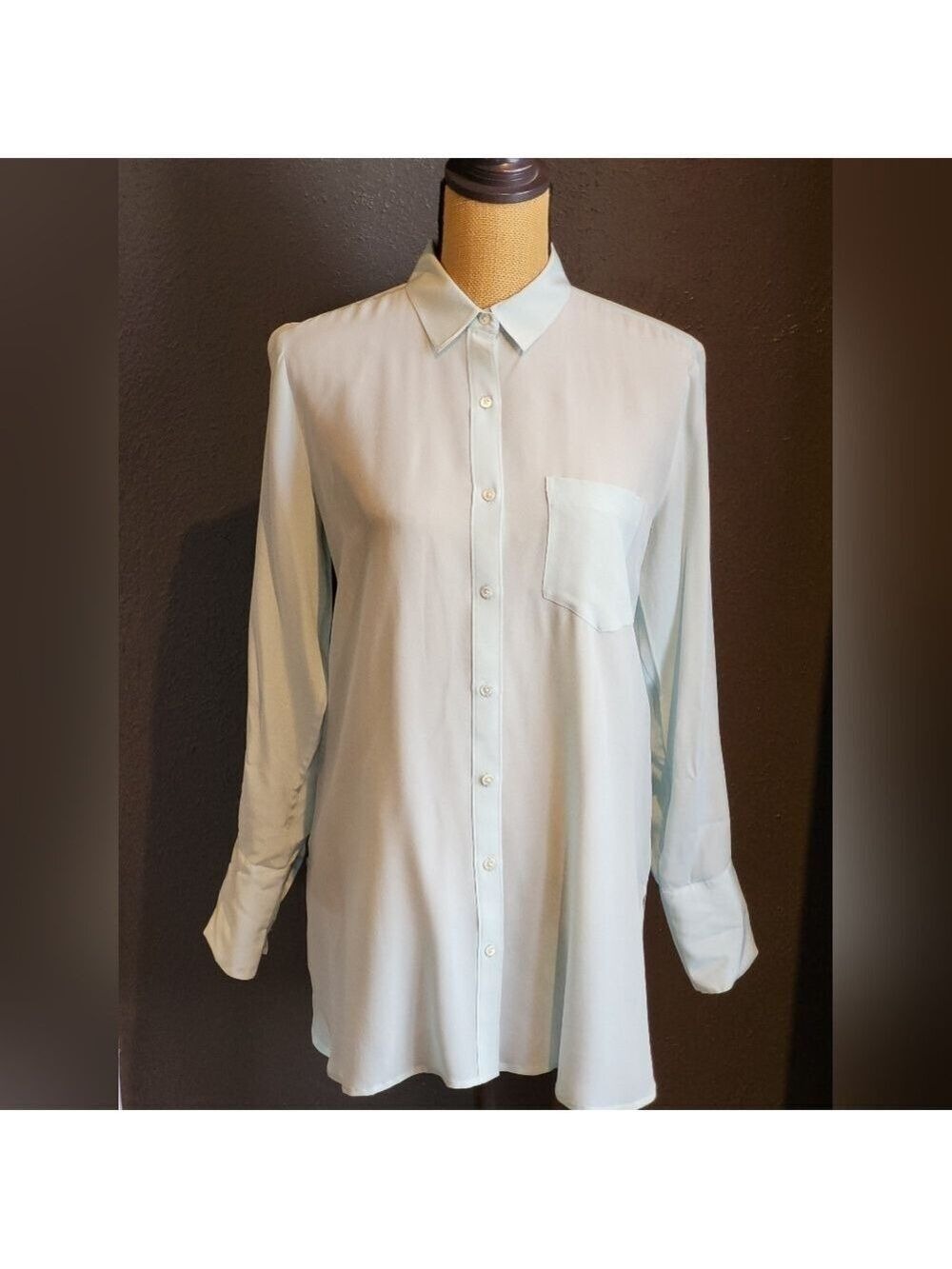 Banana Republic Small Silk Button-up Blouse Seafoam Green